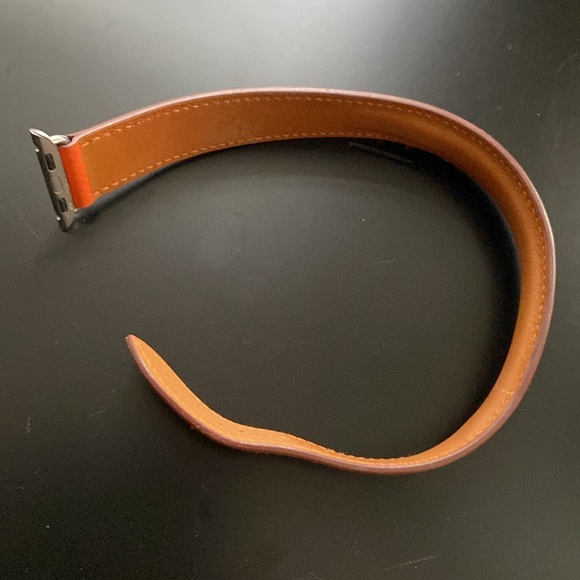 HERMES Double Tour Apple Watch Strap Band 40 mm fits 38/40/41 Attelage Orange - Picture 9 of 11